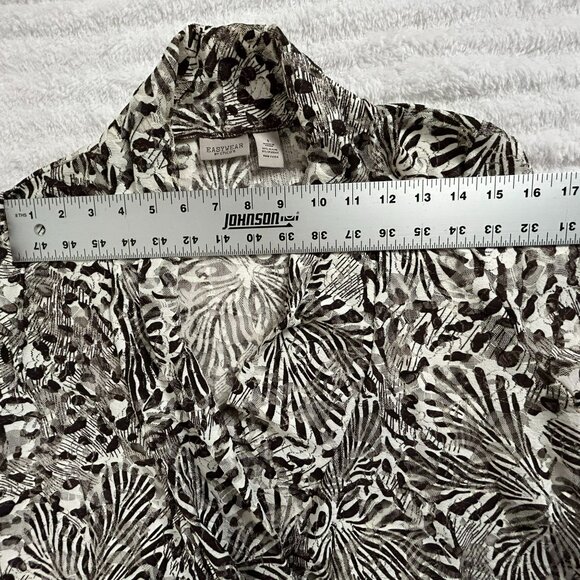 Easywear By Chico's Women's Animal Print 3/4 Sleeve Open Front Cardigan Gray 1 - Picture 5 of 7